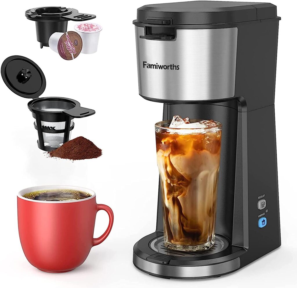 Famiworths 2 In 1 Classic Coffee Maker for K Cup and Ground