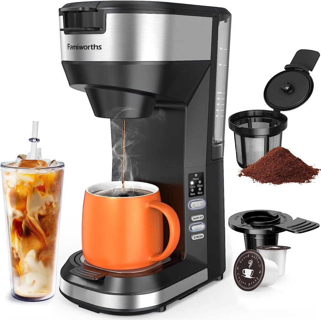 Famiworths 3 In 1 Versatile Coffee Maker for K Cups and Ground Coffee